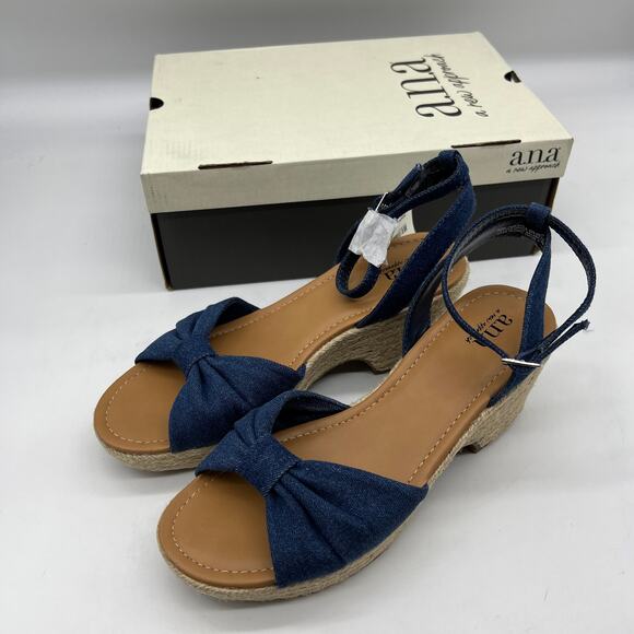 a.n.a Womens Dukes Heeled Sandals Denim Blue Size 9.5M - Picture 3 of 11